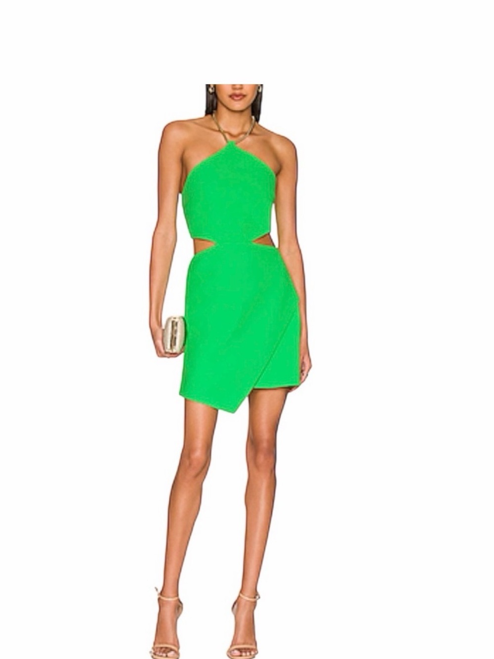 Green Cutout Halter Mini Dress - Amanda Uprichard